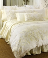 An exquisite appliqué of soft leaves sweeps across airy layers of cotton organdy in this heavenly sham from L'erba Sanctuary Collection. An exquisite appliqué of soft leaves sweeps across airy layers of cotton organdy in this heavenly sham from L'erba Sanctuary Collection.
