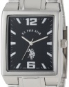 U.S. Polo Assn. Classic Men's USC80035 Rectangular Black Dial Metal Link Watch