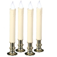 Mr. Light 7-1/2-Inch Ivory Timer Tapers Real Brass Holders, Non-Flickering White LEDs, Set of 4 Mr. Light 7-1/2-Inch Ivory Timer Tapers Real Brass Holders, Non-Flickering White LEDs, Set of 4