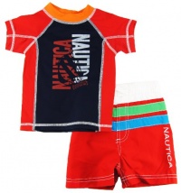 Nautica Boys sizes 4-7 Red/Blue Print Rash Guard Swim Top/Shorts 2 Pc Set Nautica Boys sizes 4-7 Red/Blue Print Rash Guard Swim Top/Shorts 2 Pc Set