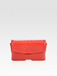 Versatile ostrich-stamped leather style with a flap front.Flap closure with interior zipperOne inside open pocketSuede lining9W X 6H X 2DImported Versatile ostrich-stamped leather style with a flap front.Flap closure with interior zipperOne inside open pocketSuede lining9W X 6H X 2DImported