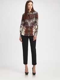 Crisp stretch cotton, patterened in a vibrant, lively paisley print.Point collarButton frontLong sleeves with button cuffsAbout 25 from natural waist97% cotton/3% elastaneDry cleanMade in Italy of imported fabricModel shown is 5'10 (177cm) wearing US size 4. Crisp stretch cotton, patterened in a vibrant, lively paisley print.Point collarButton frontLong sleeves with button cuffsAbout 25 from natural waist97% cotton/3% elastaneDry cleanMade in Italy of imported fabricModel shown is 5'10 (177cm) wearing US size 4.