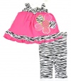 Kids Headquarters Girls 2-6X Toddler 2 Piece Pink-Black Capri Set