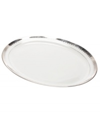 Get a taste of the sweet life with dinnerware inspired by Martha Stewart wedding cakes. Delicate platinum frills in glistening bone china make the Handkerchief Lace oval platter a graceful addition to special occasions. Get a taste of the sweet life with dinnerware inspired by Martha Stewart wedding cakes. Delicate platinum frills in glistening bone china make the Handkerchief Lace oval platter a graceful addition to special occasions.