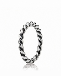 A delicate sterling silver ring with a tactile twisted texture. Perfect worn on its own or stacked with other PANDORA pieces. A delicate sterling silver ring with a tactile twisted texture. Perfect worn on its own or stacked with other PANDORA pieces.