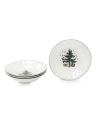Cheerfully decorated with a Christmas tree, all-purpose bowls by Nikko can be used for your favorite soups, cereals or anything else your heart desires. Coordinating holiday dinnerware, dishes and flatware also available. Cheerfully decorated with a Christmas tree, all-purpose bowls by Nikko can be used for your favorite soups, cereals or anything else your heart desires. Coordinating holiday dinnerware, dishes and flatware also available.