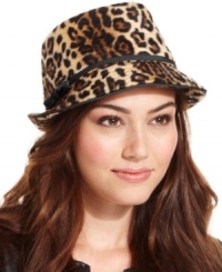 Play up your sassy side with this faux pony hair fedora from Nine west, featuring a posh leopard print pattern with red ribbon and bow accent.