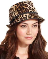 Play up your sassy side with this faux pony hair fedora from Nine west, featuring a posh leopard print pattern with red ribbon and bow accent. Play up your sassy side with this faux pony hair fedora from Nine west, featuring a posh leopard print pattern with red ribbon and bow accent.
