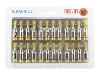 Ocelot Banana Plugs, 24k Gold Plated Connectors, Open Screw Type, 12 Pair By Sewell Ocelot Banana Plugs, 24k Gold Plated Connectors, Open Screw Type, 12 Pair By Sewell
