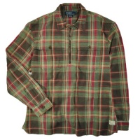Polo Ralph Lauren Men's Plaid Half-Zip Workshirt, Timber, L Polo Ralph Lauren Men's Plaid Half-Zip Workshirt, Timber, L