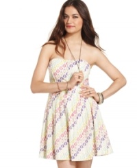Light-up the night in this strapless dress from American Rag where colorful lanterns float across a sweet, a-line silhouette! Light-up the night in this strapless dress from American Rag where colorful lanterns float across a sweet, a-line silhouette!