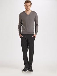 Tailored from super-soft pima cotton in a slim-fitting silhouette.V-neckRibbed collar, cuffs and hemCottonDry cleanImported Tailored from super-soft pima cotton in a slim-fitting silhouette.V-neckRibbed collar, cuffs and hemCottonDry cleanImported