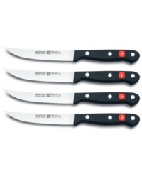 Finely crafted, razor-sharp steak knives are an investment worth making. Stamped of quality high-carbon stainless steel by Wusthof's skilled craftsmen, these knives are stain- and rust-resistant and hold a sharp edge. Lifetime warranty. Finely crafted, razor-sharp steak knives are an investment worth making. Stamped of quality high-carbon stainless steel by Wusthof's skilled craftsmen, these knives are stain- and rust-resistant and hold a sharp edge. Lifetime warranty.