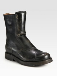 Superior craftsmanship defines this vintage-inspired design of distressed leather with stitched panels. Rubber heel, 1 (25mm)Shaft, 7¼Leg circumference, 10Distressed leather upperSide zipLeather liningRubber solePadded insoleMade in Italy Superior craftsmanship defines this vintage-inspired design of distressed leather with stitched panels. Rubber heel, 1 (25mm)Shaft, 7¼Leg circumference, 10Distressed leather upperSide zipLeather liningRubber solePadded insoleMade in Italy