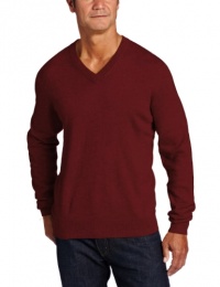 Raffi Linea Uomo Men's 100% Cashmere V-Neck Sweater, Cranberry, Large Raffi Linea Uomo Men's 100% Cashmere V-Neck Sweater, Cranberry, Large