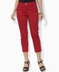 Crafted in lustrous cotton sateen with a hint of stretch for comfort, Lauren by Ralph Lauren's classic petite pant is rendered in a chic ankle-length silhouette for modern style. Crafted in lustrous cotton sateen with a hint of stretch for comfort, Lauren by Ralph Lauren's classic petite pant is rendered in a chic ankle-length silhouette for modern style.