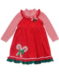 Dress her up for the holidays in an outfit sweet as sugar and spice with this corduroy dress and top from Rare Editions. Dress her up for the holidays in an outfit sweet as sugar and spice with this corduroy dress and top from Rare Editions.