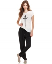 Contrasting fabric at the front & back ups the edge of these stylishly slouchy RACHEL Rachel Roy pleated sweatpants -- perfect for an effortlessly chic look! Contrasting fabric at the front & back ups the edge of these stylishly slouchy RACHEL Rachel Roy pleated sweatpants -- perfect for an effortlessly chic look!