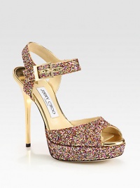 Look party-perfect wearing this multicolored glitter silhouette with a sky-high heel and platform. Lacquered heel, 5 (125mm)Glitter-coated fabric platform, 1 (25mm)Compares to a 4 heel (100mm)Glitter-coated fabric upperAdjustable ankle strapLeather lining and solePadded insoleMade in Italy Look party-perfect wearing this multicolored glitter silhouette with a sky-high heel and platform. Lacquered heel, 5 (125mm)Glitter-coated fabric platform, 1 (25mm)Compares to a 4 heel (100mm)Glitter-coated fabric upperAdjustable ankle strapLeather lining and solePadded insoleMade in Italy