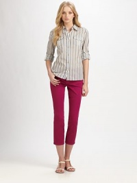 From its classic five-pocket styling to its timeless metal rivets, these cropped jeans are a must-wear this season.Belt loopsButton closureZip flyFive-pocket styleInseam, about 25Cotton/spandexMachine washImportedSIZE & FIT Model shown is 5'10(177cm) wearing a US size 4. From its classic five-pocket styling to its timeless metal rivets, these cropped jeans are a must-wear this season.Belt loopsButton closureZip flyFive-pocket styleInseam, about 25Cotton/spandexMachine washImportedSIZE & FIT Model shown is 5'10(177cm) wearing a US size 4.