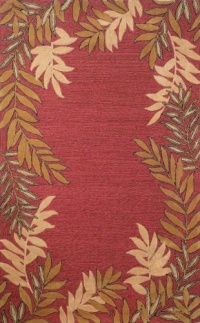 Liora Manne Spello Fern Border Round Rug, 8-Feet, Red Liora Manne Spello Fern Border Round Rug, 8-Feet, Red