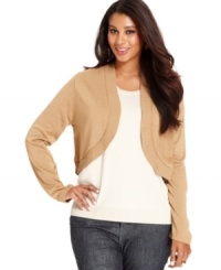 Layer your looks this season with NY Collection long sleeve plus size shrug-- it's a must-have! Layer your looks this season with NY Collection long sleeve plus size shrug-- it's a must-have!