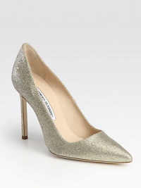 Shimmering glitter-coated fabric transforms this classic point toe silhouette into a showstopper. Self-covered heel, 4 (100mm)Glitter-coated fabric upperPoint toeLeather lining and solePadded insoleMade in Italy Shimmering glitter-coated fabric transforms this classic point toe silhouette into a showstopper. Self-covered heel, 4 (100mm)Glitter-coated fabric upperPoint toeLeather lining and solePadded insoleMade in Italy