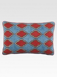 A classic design motif in India, the quatrefoil gets a colorful treatment on this brightly hand block-printed pillow with hand-stitched details and edging.Hidden zip closure12 X 18Linen/cottonMachine washImported A classic design motif in India, the quatrefoil gets a colorful treatment on this brightly hand block-printed pillow with hand-stitched details and edging.Hidden zip closure12 X 18Linen/cottonMachine washImported