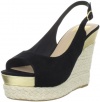 Dolce Vita Women's Joss Wedge Sandal, Black Suede, 9 M US