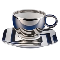 The Bold Greek Key Motif with its striking elegance is certain to enhance any table setting. Rich Platinum and Black design make this a signature Versace pattern. The motif is interpreted here in a modern form under the motto past meets present. Dishwasher Safe. The Bold Greek Key Motif with its striking elegance is certain to enhance any table setting. Rich Platinum and Black design make this a signature Versace pattern. The motif is interpreted here in a modern form under the motto past meets present. Dishwasher Safe.