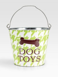 An adorable galvanized bucket is the perfect place for a pup's playthings. It's also a clever gift basket, ready to fill and give to a favorite doglover. Top handle 11H X 11 diameter Made in USA Please note: Each bucket is made to order, so please allow 3-4 weeks for delivery. An adorable galvanized bucket is the perfect place for a pup's playthings. It's also a clever gift basket, ready to fill and give to a favorite doglover. Top handle 11H X 11 diameter Made in USA Please note: Each bucket is made to order, so please allow 3-4 weeks for delivery.