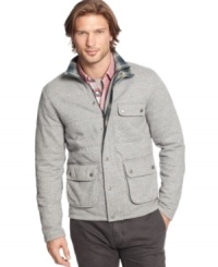 Updated for today's man is this non-bulky quilted padded jacket by BOSS Orange with military field pockets. Updated for today's man is this non-bulky quilted padded jacket by BOSS Orange with military field pockets.