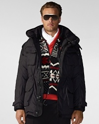Ample pockets lend a handsome utilitarian feel to RLX's warm, water-resistant parka, constructed with a soft down fill and removable trim at the hood for versatile outdoor style. Ample pockets lend a handsome utilitarian feel to RLX's warm, water-resistant parka, constructed with a soft down fill and removable trim at the hood for versatile outdoor style.