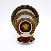 Gianni Versace's artistic influence in the world of fashion was virtually unparalleled. His legacy is carried on and translated for the table in its marriage with Rosenthal. Versace by Rosenthal is an extraordinary collection resulting in high quality tableware and giftware in contemporary designs. Elegant red, precious gold and black unite on the Medusa dinnerware, forming ingenious patterns worthy of the most opulent feast. Gianni Versace's artistic influence in the world of fashion was virtually unparalleled. His legacy is carried on and translated for the table in its marriage with Rosenthal. Versace by Rosenthal is an extraordinary collection resulting in high quality tableware and giftware in contemporary designs. Elegant red, precious gold and black unite on the Medusa dinnerware, forming ingenious patterns worthy of the most opulent feast.