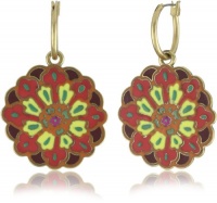 Lucky Brand Suzani Gold-Tone Orange Enamel Hoop Drop Earrings Lucky Brand Suzani Gold-Tone Orange Enamel Hoop Drop Earrings