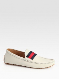Web driver of soft leather.Blue/red/blue nylon signature webPebbled rubber soleMade in Italy Web driver of soft leather.Blue/red/blue nylon signature webPebbled rubber soleMade in Italy