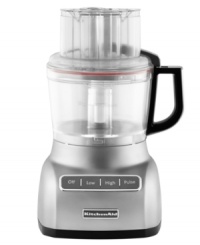Throw an adjustable slicing blade and variable speeds into the mix and you get precision results made your way. From perfect slices to consistent shreds, this food processor takes whole foods of all shapes-tomatoes, potatoes, cucumbers and more-into its ultra wide feed tube and commands versatility in the workspace with a 4-cup mini bowl and 9-cup work bowl. 1-year warranty. Model KFP0922. Throw an adjustable slicing blade and variable speeds into the mix and you get precision results made your way. From perfect slices to consistent shreds, this food processor takes whole foods of all shapes-tomatoes, potatoes, cucumbers and more-into its ultra wide feed tube and commands versatility in the workspace with a 4-cup mini bowl and 9-cup work bowl. 1-year warranty. Model KFP0922.