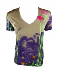 Piazza Sempione womens printed v-neck calla lily top Piazza Sempione womens printed v-neck calla lily top