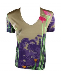 Piazza Sempione womens printed v-neck calla lily top