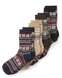 Sweater dressing for your feet, these HUE tweed Fairisle-patterned boot socks will keep you classically stylish when temps dip. Sweater dressing for your feet, these HUE tweed Fairisle-patterned boot socks will keep you classically stylish when temps dip.