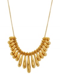 Teardrops flow in a stylish fashion on this frontal necklace from Robert Lee Morris. Crafted from gold-tone mixed metal, the necklace features eclectic accents. Approximate length: 17 inches + 3-inch extender. Approximate drop: 1-3/8 inches. Teardrops flow in a stylish fashion on this frontal necklace from Robert Lee Morris. Crafted from gold-tone mixed metal, the necklace features eclectic accents. Approximate length: 17 inches + 3-inch extender. Approximate drop: 1-3/8 inches.