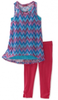 Energie Girls 7-16 Racer Back Crochet Tank And Legging Set, Pink/Blue, X-Large Energie Girls 7-16 Racer Back Crochet Tank And Legging Set, Pink/Blue, X-Large