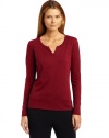 Nautica Sleepwear Women's Knit Solid Split Neck Tee