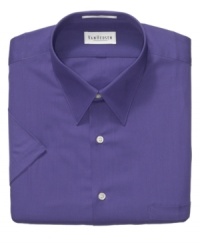 Kick your work wardrobe up a notch with the saturated hues of this shirt from Van Heusen. Kick your work wardrobe up a notch with the saturated hues of this shirt from Van Heusen.