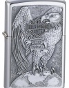 Zippo Harley-Davidson Full Faced Eagle Emblem Lighter (Silver, 5 1/2 x 3 1/2 cm)