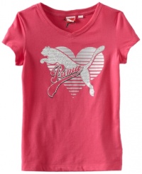 Puma - Kids Girls 7-16 Core Heart T-Shirt, Pink, X-Large