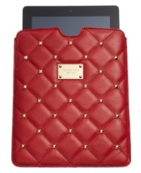 Glam up your gadget with this sexy siren from MICHAEL Michael Kors. Posh quilted leather is detailed with golden studs and signature hardware, while the well-padded interior keeps your iPad perfectly protected. Glam up your gadget with this sexy siren from MICHAEL Michael Kors. Posh quilted leather is detailed with golden studs and signature hardware, while the well-padded interior keeps your iPad perfectly protected.