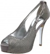 Guess Women's Hondola2 Open-Toe Pump,Silver,10 M US