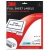 3M Permanent Adhesive Full Sheet Labels, 8.5 x 11 Inches, White, 25 per Pack (3100-L)