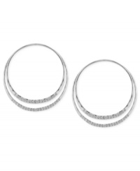 Sleek and stunning. This pair of double hoop earrings from Robert Lee Morris is crafted from silver-tone mixed metal with glass pave crystal accents providing a sparkling touch, twice over. Approximate diameter: 1-5/8 inches. Approximate drop: 2 inches. Sleek and stunning. This pair of double hoop earrings from Robert Lee Morris is crafted from silver-tone mixed metal with glass pave crystal accents providing a sparkling touch, twice over. Approximate diameter: 1-5/8 inches. Approximate drop: 2 inches.